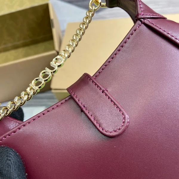 Gucci Jackie Notte Mini Bag 19 In Burgundy Red Calfskin Gold Hardware product view 9