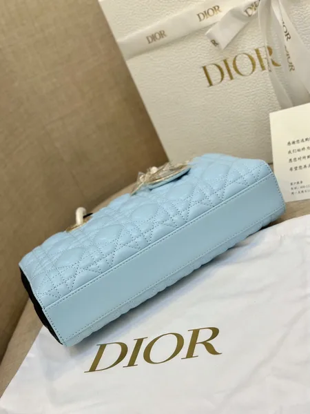 Dior D-Joy Women’s Handbag, Ice Blue Cowhide Leather, 26 cm product view 2