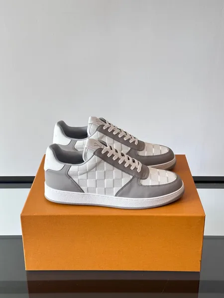 Louis Vuitton Men White And Gray Leather Sneakers product photo