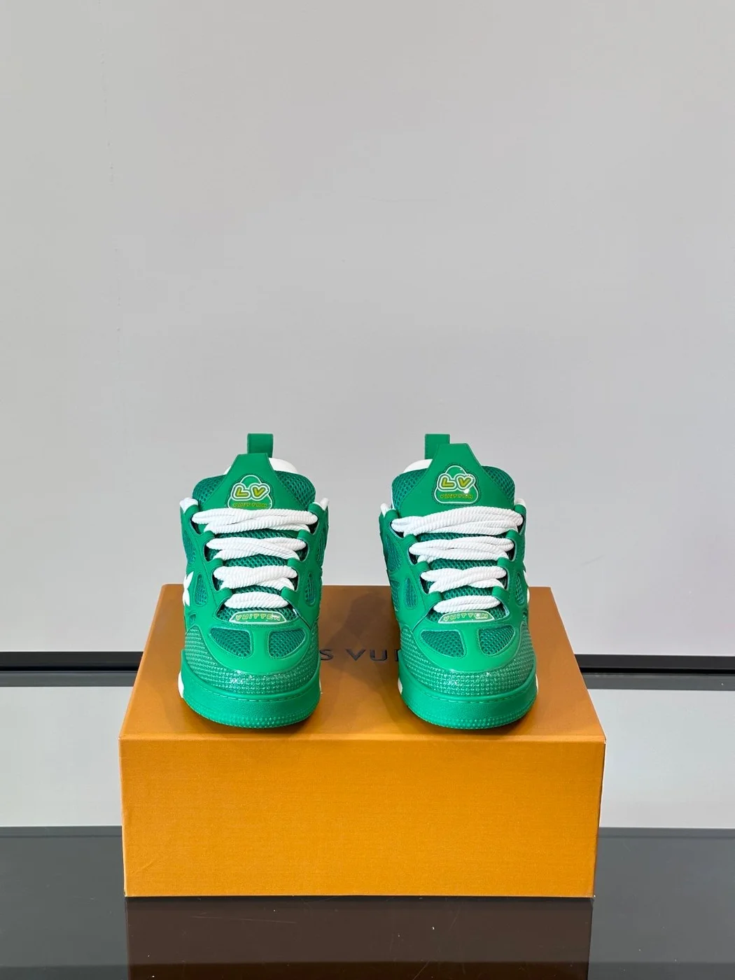 Louis Vuitton Men Green Mesh Sneakers product view 2