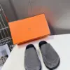 Hermès Women Gray Suede Slip-On Loafers product view 1