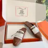 Hermès Women Brown White Leather Fringe Mules product view 5