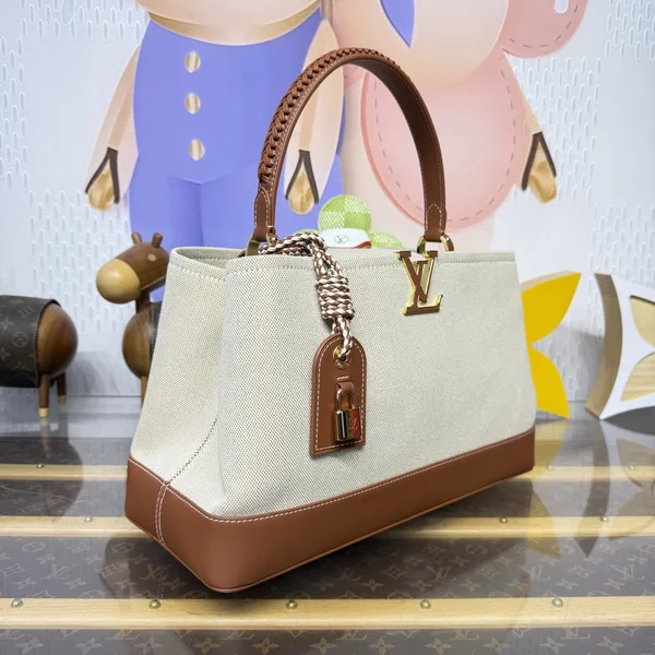 Louis Vuitton Capucines Weekender Bag Tan Canvas product view 6
