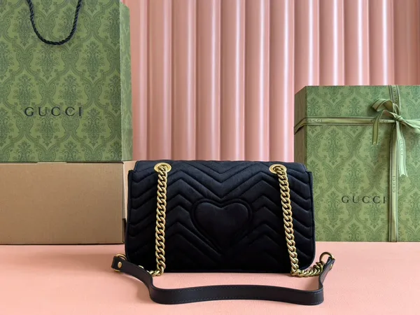 Gucci 26S GG Marmont Matelasse 26 In Black Velvet Bag product view 2