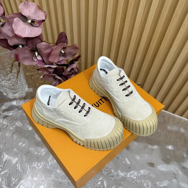 Louis Vuitton Women Beige Suede Casual Sneakers product view 4