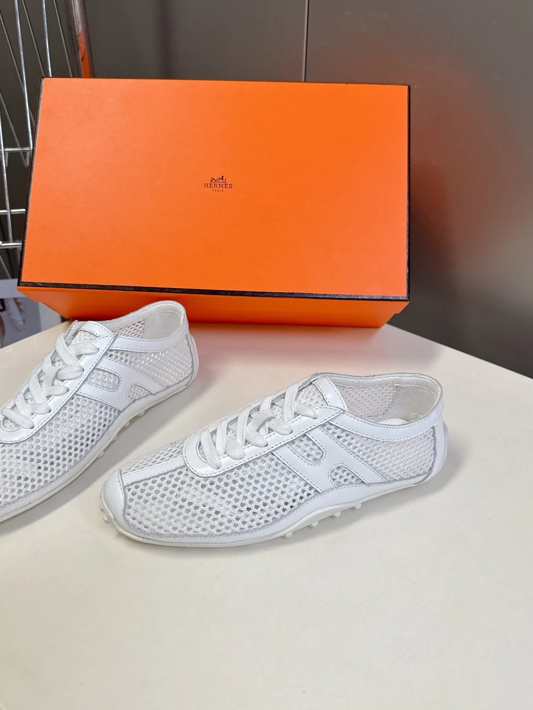 Hermès Women White Sneakers — Mesh Running Style product view 4