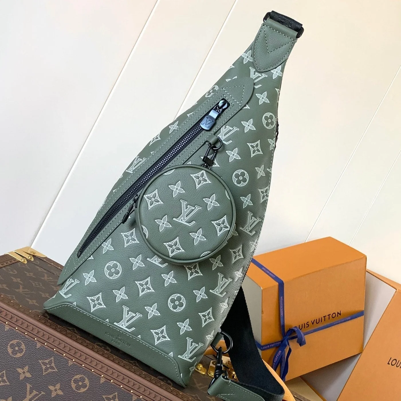 Louis Vuitton Duo Crossbag Bag 42 In Green And White Monogram Shadow Cowhide product view 1