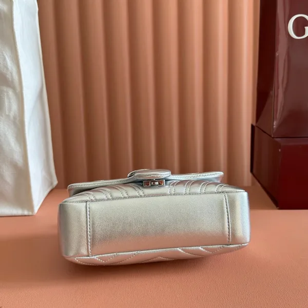 Gucci GG Marmont Bag 22 In Silver Lambskin product view 5