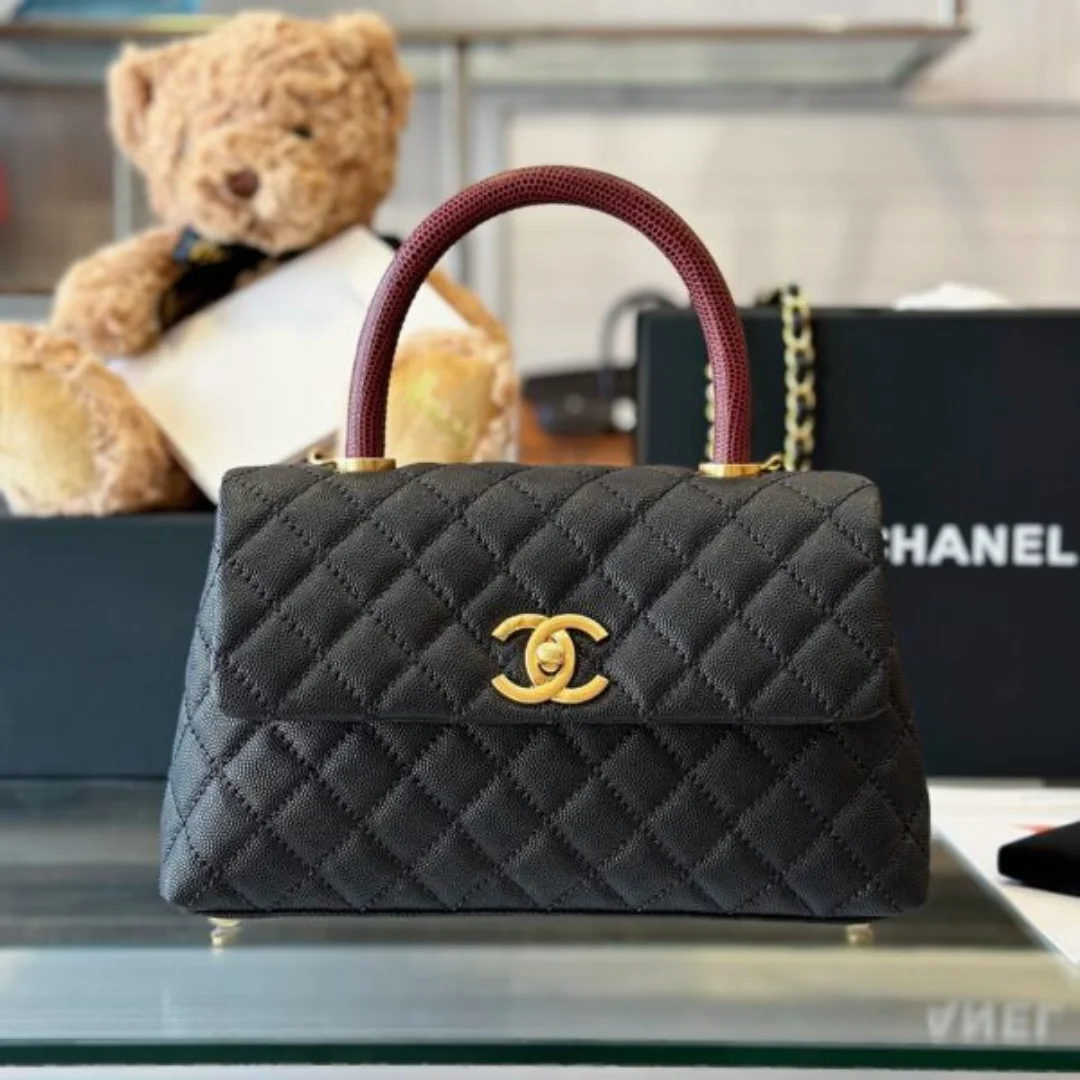 Chanel Handbag Coco Lock Gold Lizard Skin Black 24 cm product view 1