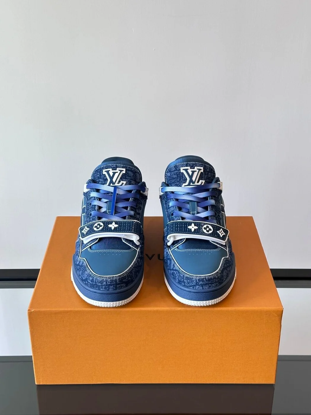 Louis Vuitton Men Navy Denim Sneakers product view 2