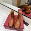 Valentino Women Brown Leather Ankle Boots — Low-Heel Chain-Cuff Style product view 4