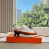 Hermès Women White Brown Leather Mesh Sneakers product view 2