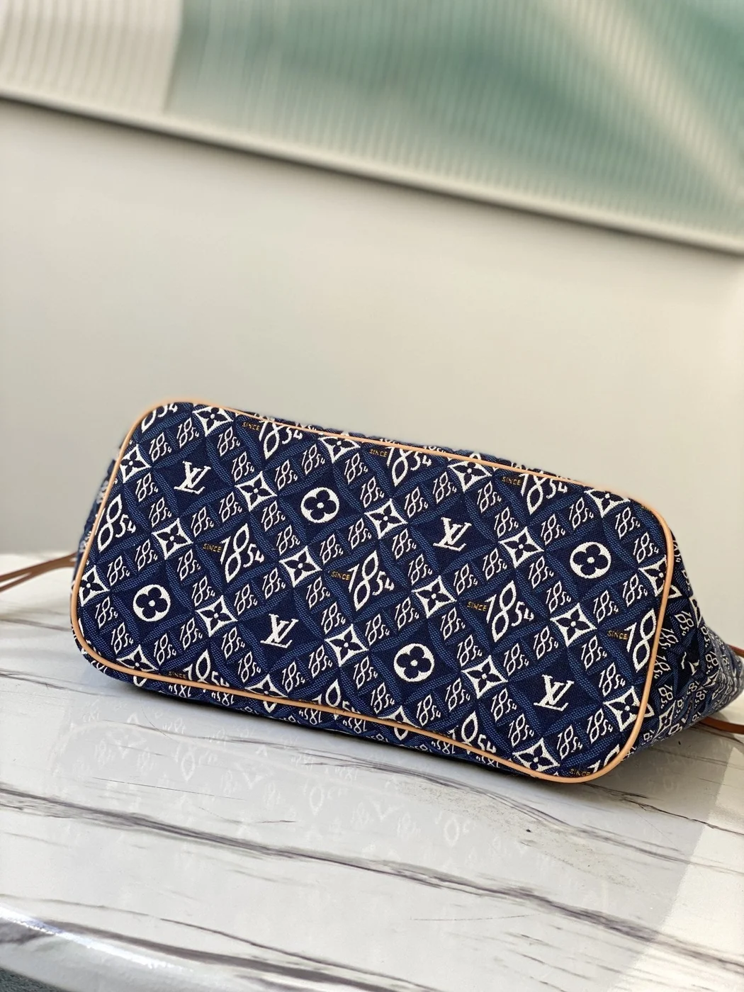 Louis Vuitton Neverfull MM Bag — Navy Blue 1854 Pattern product view 5