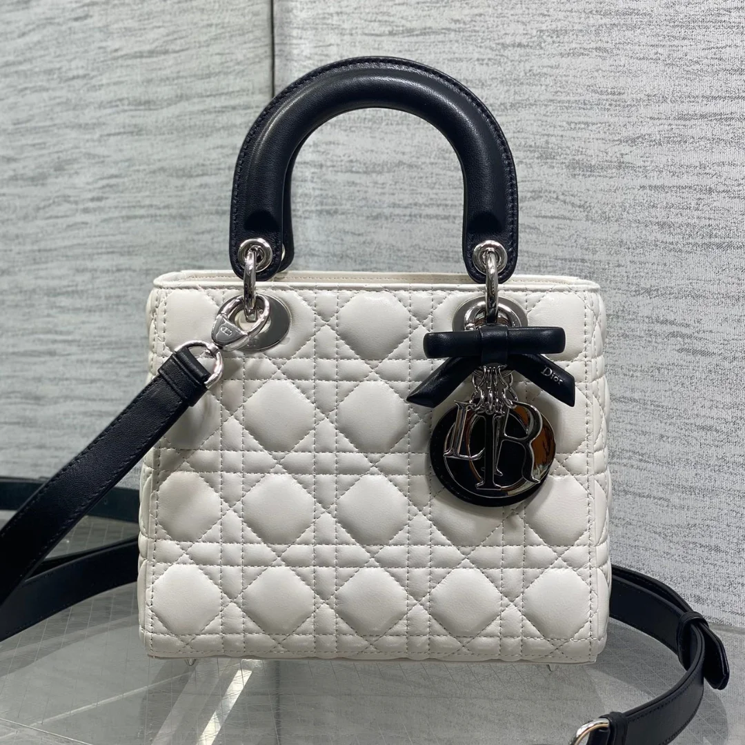 Dior Lady Dior Bag with Chain Two-Tone Latte and Black product view 1