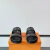 Louis Vuitton Men Black Canvas Double Strap Slides product view 2