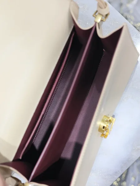 Saint Laurent Cassandra Top Handle Bag Medium In Beige Calfskin Gold Hardware product view 5