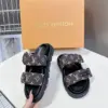 Louis Vuitton Women Black Brown Patterned Fabric Sandals product view 5