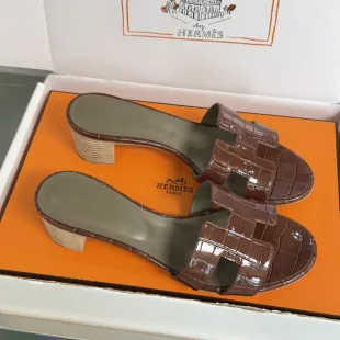 Hermès Oran Heeled Sandals Brown Croc product photo