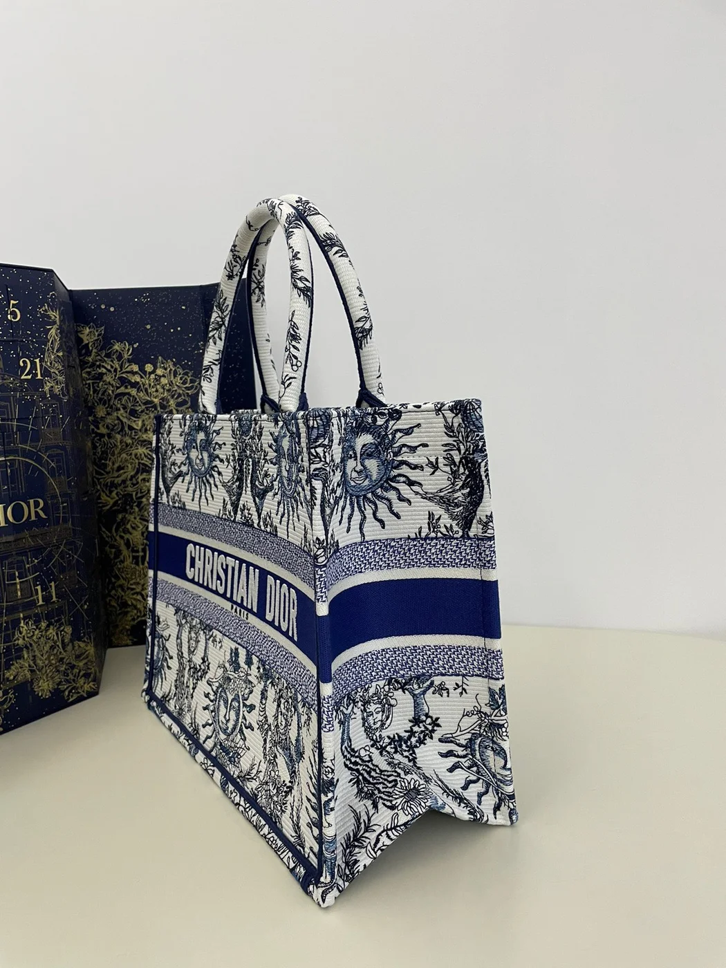 Dior Book Tote 36 cm — Blue and White Floral Pattern product view 2