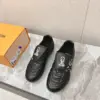 Louis Vuitton Women Black Leather Sneakers — Outlined LV Side Detail product view 5