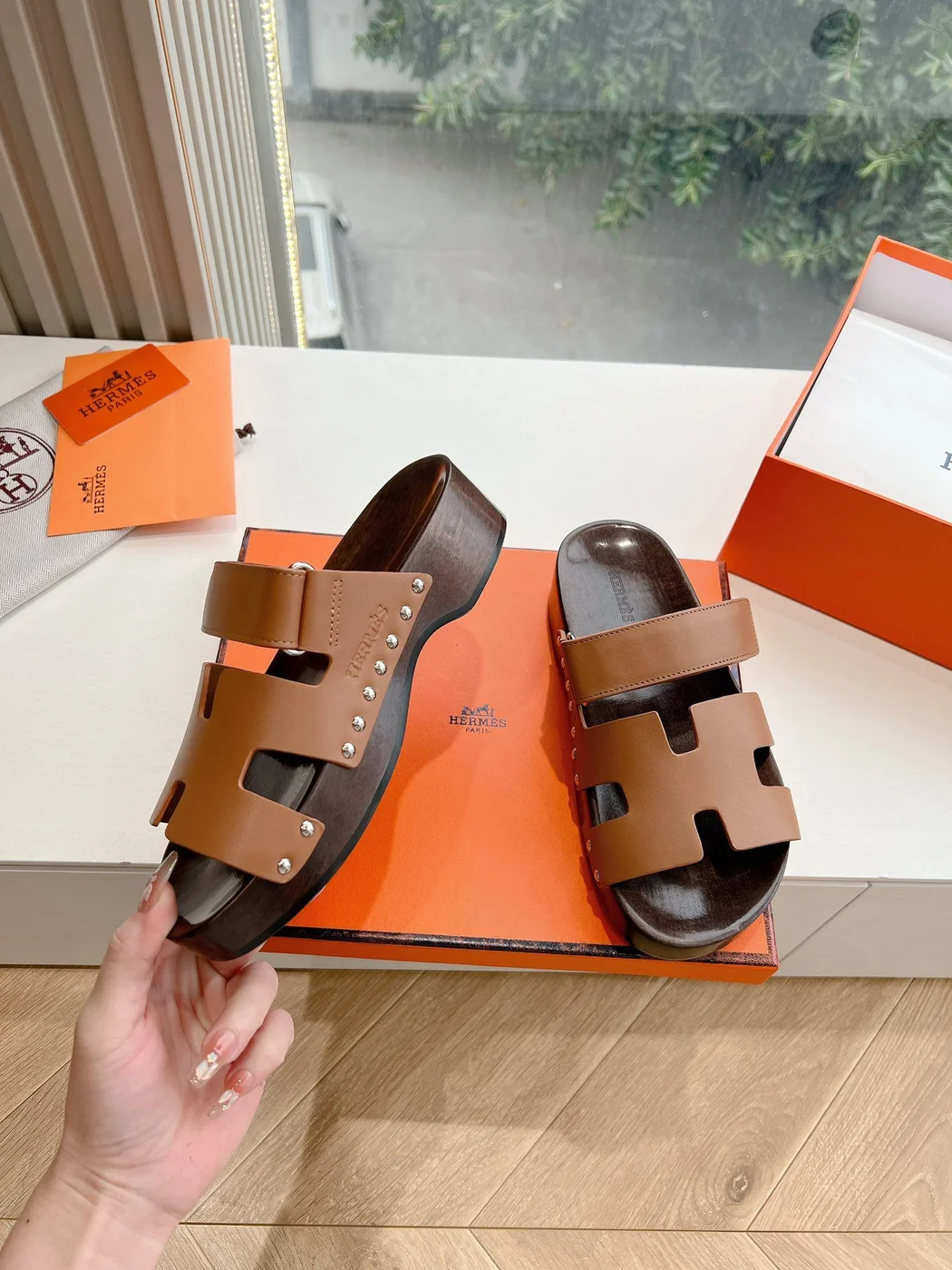 Hermès Women Brown Sandals — H-Strap Slides product view 6