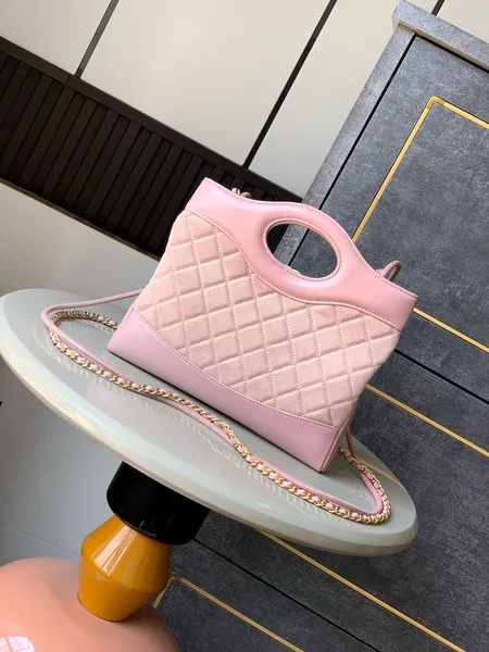 Chanel Calfskin Suede Quilted Mini 31 Shopping Bag — Light Pink product view 3