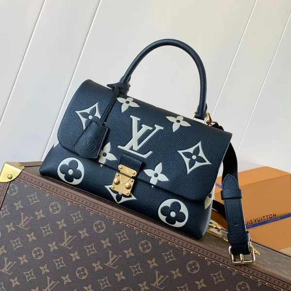 Louis Vuitton Madeleine 30 In Black Mix White Monogram Calfskin Embossed Logo Bag product photo