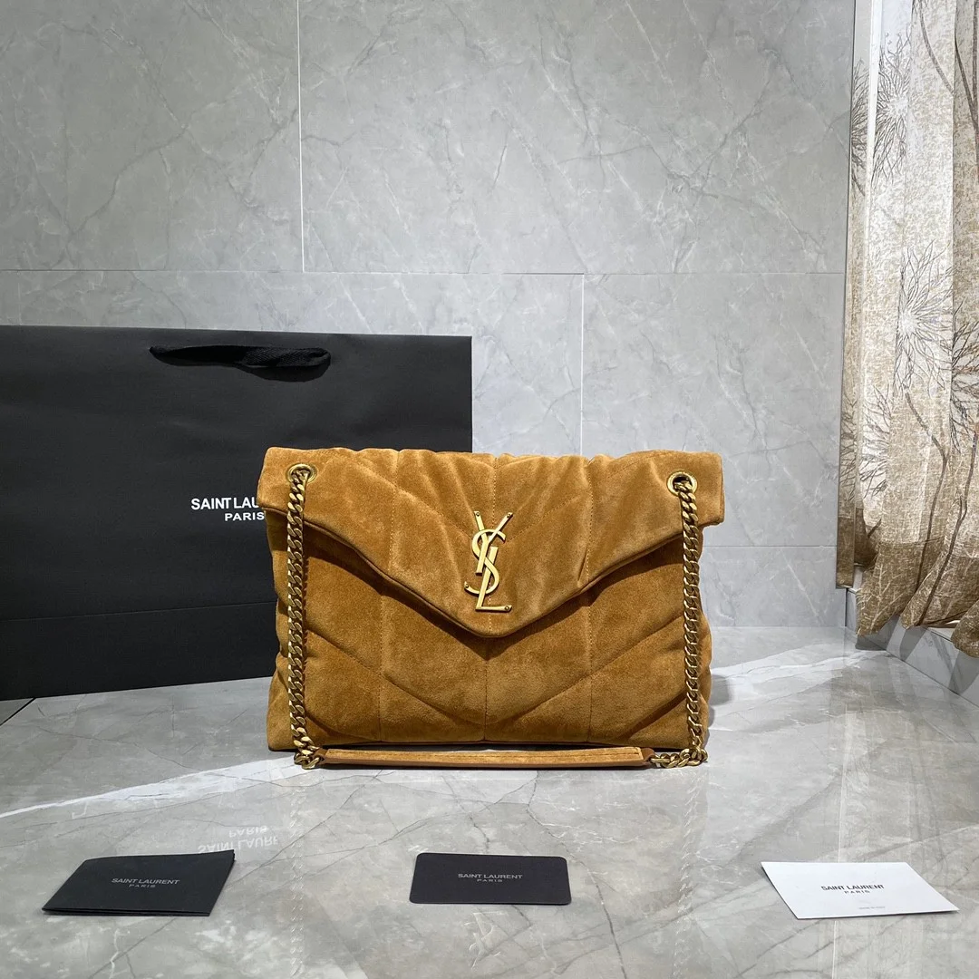 Saint Laurent Puffer Toy quilted leather-trimmed suede shoulder bag product view 1
