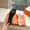 Hermès Women Beige Leather Strappy Sandals — Metal-Bar Strap Detail product view 2