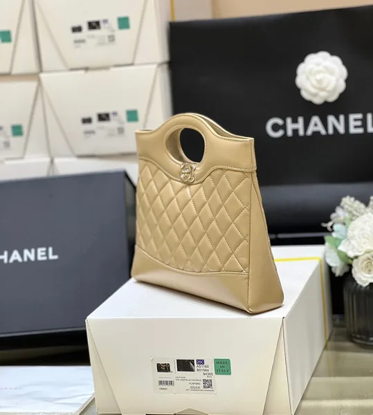 Chanel Calfskin Suede Quilted Mini 31 Shopping Bag — Taupe product view 6