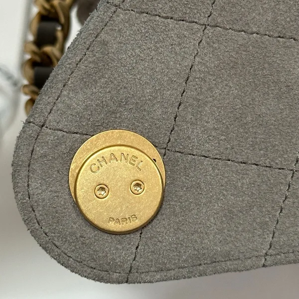 Chanel New 25 Handbag 30 In Natural Grey Suede Gold Hardware product view 2