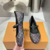Louis Vuitton Women Black Leather Multicolor Monogram Mary Jane Flats product view 4