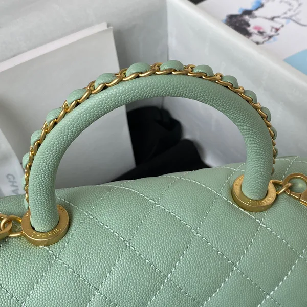 Chanel Coco Pastel Blue Handbags With Lock Gold 24 cm product view 5