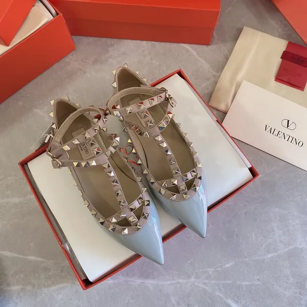 Valentino Women Blue Patent Leather Studded Flats product photo