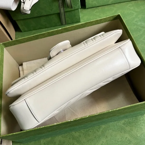 Gucci White Marmont Matelassé Shoulder Bag product view 3