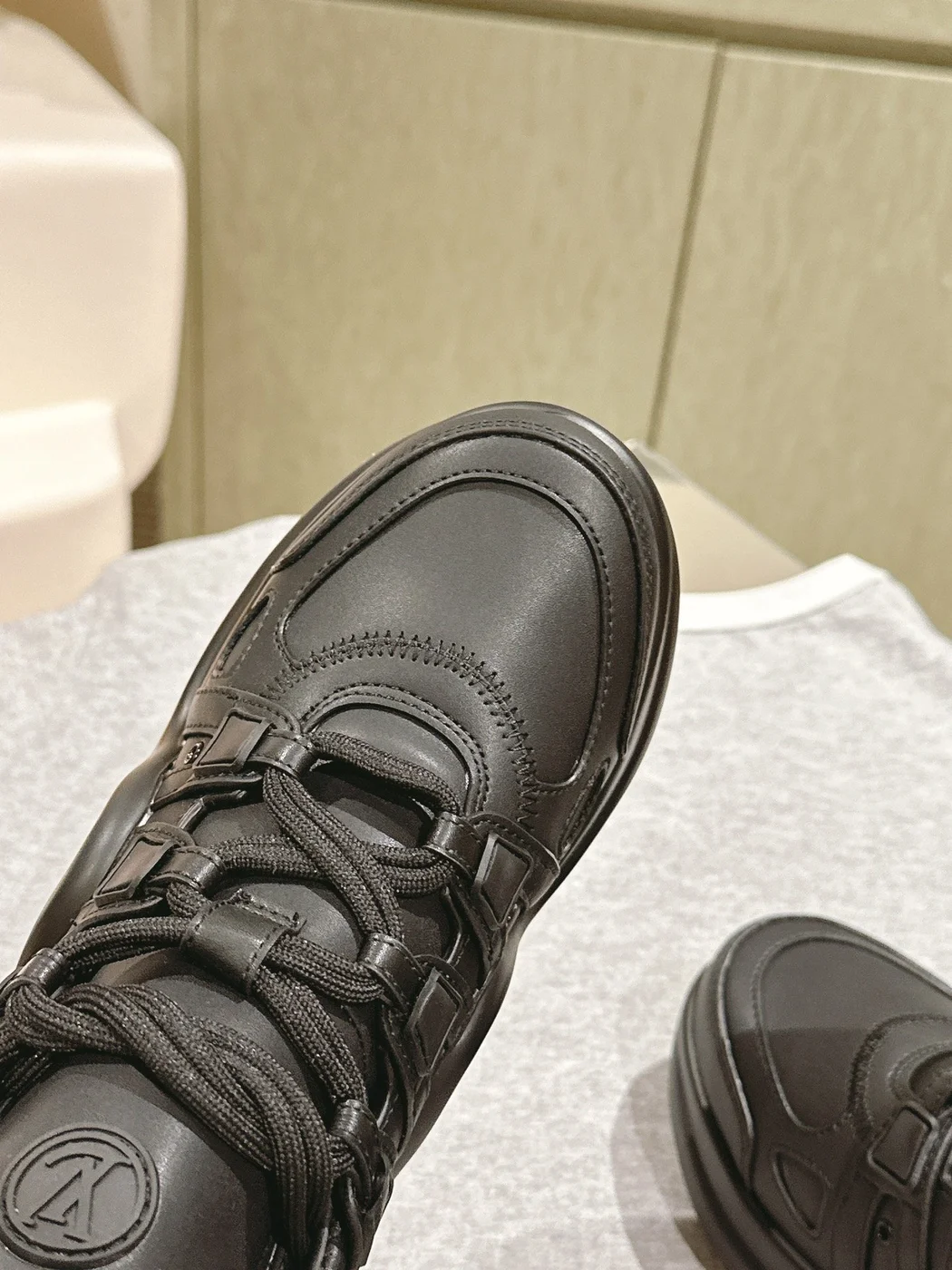 Louis Vuitton Women Black Leather Sporty Chunky Sneakers product view 7