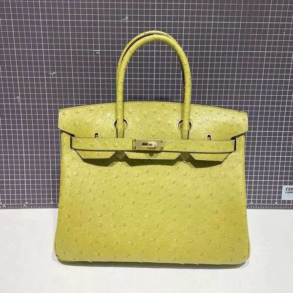 Hermès Birkin 30 cm Lime Ostrich Leather Gold Hardware Bag product photo
