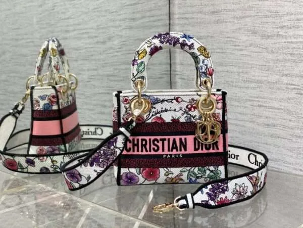 Dior Medium Lady D- Lite Bag White Brocade 17x7x15cm product photo
