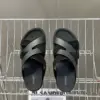 Hermès Women Black Leather Suede Sandals product view 2