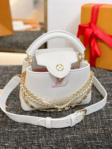 Louis Vuitton Capucines bag in white Taurillon leather product view 6