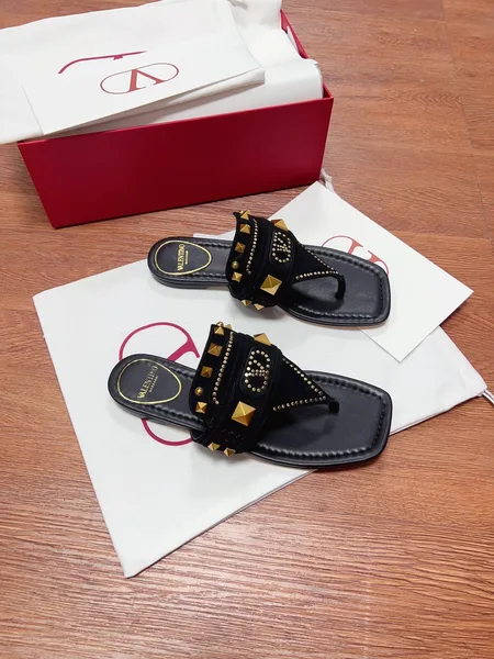 Valentino Women Black Suede Studded Sandals product photo