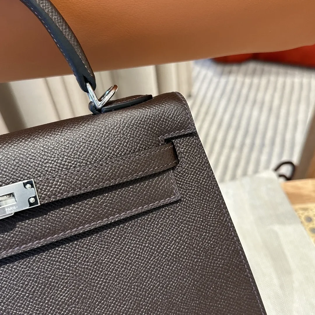 Hermès Kelly 25 Epsom Ebene Silver Hardware Bag product view 5