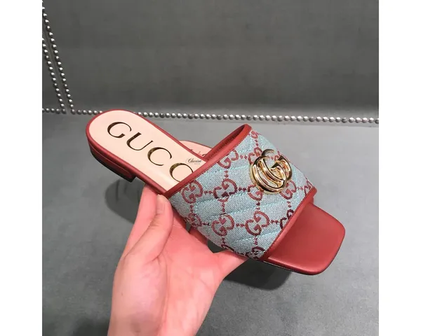 Gucci GG Matelassé canvas flat sandals product view 2