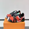 Louis Vuitton Men Red Black Leather Sneakers product view 3
