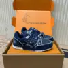 Louis Vuitton Women Navy Canvas Leather Sneakers product view 3