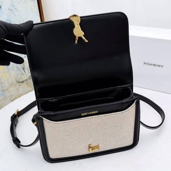 Saint Laurent Solferino Medium Shoulder Bag with Contrast Trim product view 7