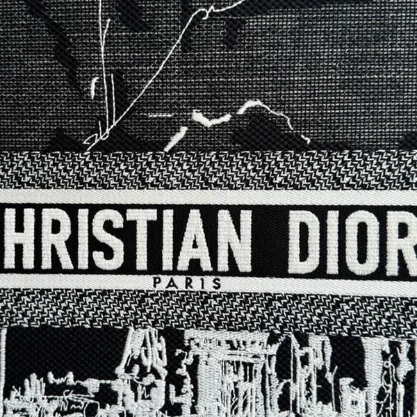 Dior Medium Book Tote — Black and White Landscape Pattern product view 2