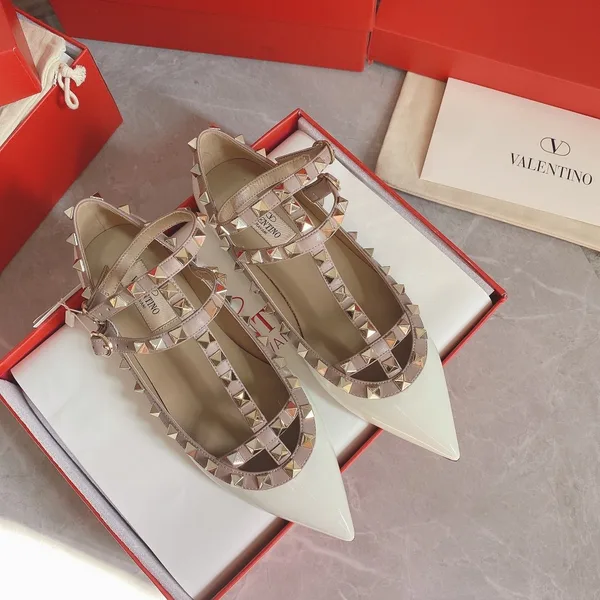 Valentino Women White Patent Leather Studded Flats product photo