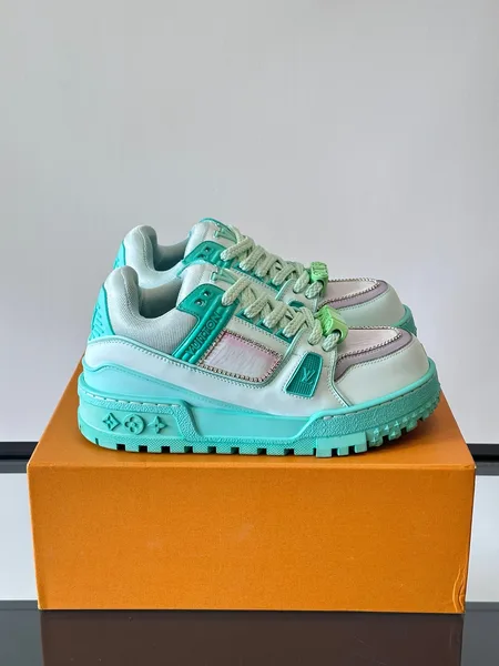 Louis Vuitton Men Mint Green Leather Sneakers product photo