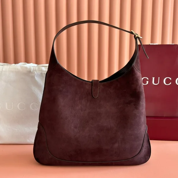 Gucci 25S Jackie Giorno 44 cm In Dark Chocolate Brown Suede Bag product view 4